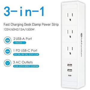 Accessorio da Scrivania 5-in-1 per Ricarica Rapida con Cavo da 1,8m e Presa Multipla Scorrevole (3 Prese AC e 1 Porta USB-A) - Product Image 2