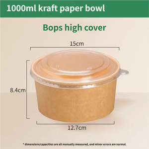 Benutzer definierte Druckpapier Lunch <span class=keywords><strong>Bowl</strong></span> Einweg 24 Unzen Suppen schalen Lebensmittel Kraft papier Salats ch üsseln mit Deckel - Product Image 3