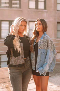 Chaquetas vaqueras de leopardo OEM para mujer, chaqueta ajustada informal de manga larga con solapa y botones en el pecho y bolsillo, abrigo de otoño e invierno con logotipo personalizado - Product Image 6