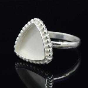 925 plata esterlina 7-30MM diseñador triángulo en forma de pinza bisel taza plata pura Metal fundición anillo encontrar joyería fabricante - Product Image 3