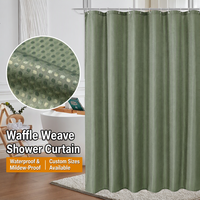 Rideau de douche en polyester gaufré, imperméable, résistant à la moisissure, hydrofuge, écran de bain, séparateur de fenêtre, logo personnalisé
