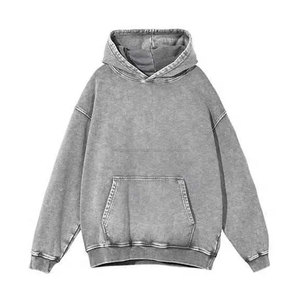 Sweat-shirt vintage uni en vrac pour hommes, broderie personnalisée, logo personnalisé, tissu lourd 340g, polaire d'hiver, streetwear ample et court - Product Image 2