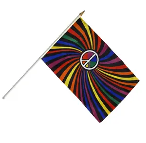Polyester USA Rainbow LGBT Gay Pride Poly Hand Shaking Handheld Stick Flag
