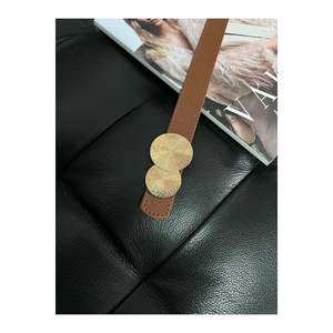 Round Gold Buckle Women's <b>Belt</b>, Trouser <b>Belt</b>, Jacket <b>Belt</b>, <b>Dress</b> <b>Belt</b>, Shirt <b>Belt</b> - Tan - Product Image 2