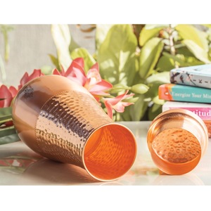 IndianArtVilla Botella de dormitorio de cobre puro con diseño medio lacado y medio martillado, 1600 ML-Almacenamiento y bebida - Product Image 4