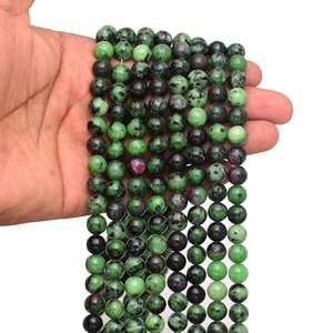 ลูกปัดแร่โซไซต์สีเขียวขนาด 15 นิ้วจาก Kamal Gems หินมีค่าสีเขียวเข้ม - Product Image 2