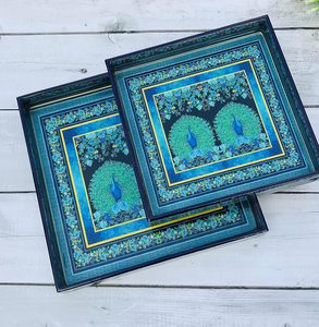 100% plateau de service en bois naturel fabriqué à la main avec Meena travail peint décoratif cuisine Table à manger cadeaux de noël - Product Image 3