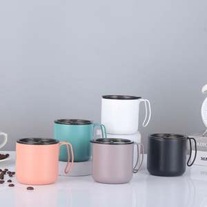 Taza de Café de Acero Inoxidable 304 de Doble Pared de 350 ml con Asa y Tapa, Venta al por Mayor de Fábrica Profesional, Personalizable - Product Image 1