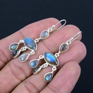 Labradorite Gemstone <b>Earrings</b> Jewelry For Women Silver Boho Style Jewelry 925 Sterling Silver Trending <b>Handmade</b> <b>Earrings</b> Gift - Product Image 3