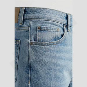 Jeans en denim respirant pour homme, design 2025, logo personnalisé, style droit, hiver automne, lavage à l'eau, bouton, lavable, tricoté en vrac - Product Image 5