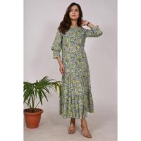 Robe maxi en coton 100% faite à la main en Inde pour femmes, écologique, lavable, idéale pour toutes les occasions d'automne, les fêtes, les festivals, style bohème ethnique