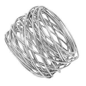 Rond de serviette en fil métallique au design élégant finition argentée pour décor de banquet de mariage et de dîner porte-serviettes rond - Product Image 5