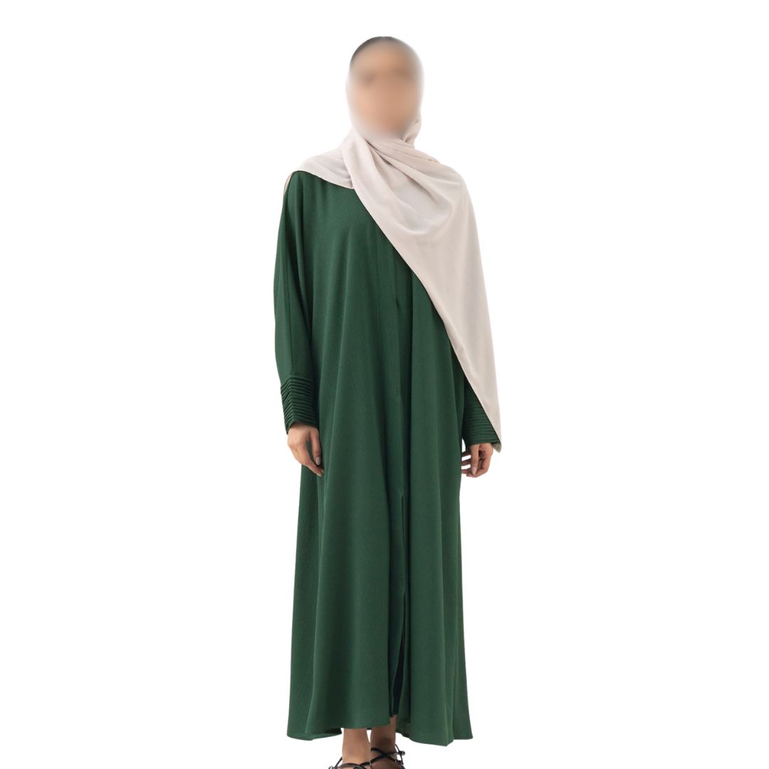 slim fit dress slacks Women Green Front Open Abaya with Black Georgette Hijab Xs / 56 main image 1