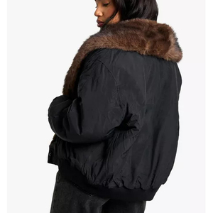 Femmes 2025 hiver Chic Vintage court Faux doudoune col rabattu chaud chauffé bulle Logo personnalisé broderie Polyester - Product Image 4