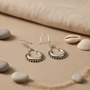 Boucles d'oreilles pendantes en argent 925 pour femmes, forme de croissant, or 18 carats, perle, diamant, rubis - pour mariage, fête ou cadeau - Product Image 3