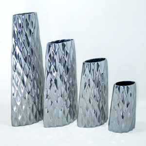 Nouveau design Vase à fleurs de haute qualité et ensemble de trois pots en aluminium finition argentée pour la décoration de la maison salon et chambre à coucher - Product Image 6