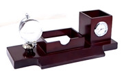 Globe Terrestre en Bois de Qualité Supérieure Regal Incorporation, Ensemble Complet avec Horloge et Organisateur de Bureau, Décoration de Table 254mm, Idéal pour Petite Amie