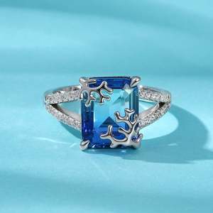Rose Gold Plated <b>Emerald</b> Cut Gemstone <b>Ring</b> Inlaid Sterling <b>Silver</b> - Product Image 4