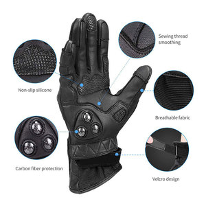 Guantes de Motociclismo al Por Mayor con Protección de Fibra de Carbono y Palma Antideslizante de Piel de Cabra Genuina - Product Image 2