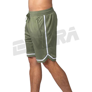 กางเกงขาสั้นเอวยางยืดทรงหลวมสำหรับผู้ชายตัดลายทางเป็นแรงบันดาลใจจากสไตล์สปอร์ตวินเทจเหมาะสำหรับเสื้อผ้าแนวสตรีทฮิปฮอปและลำลอง - Product Image 5