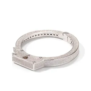 Bracelet exclusif en cuivre et zircon, style punk rétro, menottes, bijoux tendance hip-hop pour les amoureux, cadeau tendance - Product Image 3