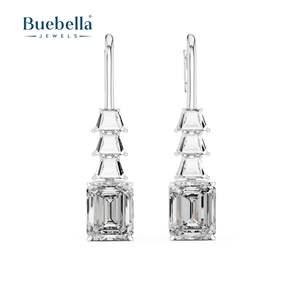 Offre Spéciale luxe qualité 925 en argent Sterling carré princesse coupe Moissanite diamant boucles d'oreilles pour les femmes bijoux chauds - Product Image 5