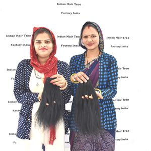 Extensions de cheveux vierges 100% naturelles, cheveux humains indiens de temple, lisses, Remy, double trame, matière première brute, non traitées chimiquement - Product Image 4