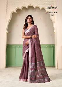 Collection complète de saris en soie et lin Rajpath Khyati, disponible en gros à prix de gros. - Product Image 2