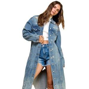 Vestidos vaqueros largos hasta la rodilla para mujer de talla grande, abrigo largo con personalización completa. - Product Image 1