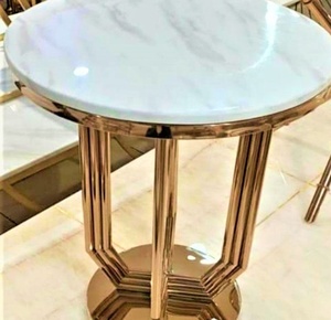 Mesa de centro de Metal dorado de lujo con tapa de mármol - Product Image 6