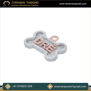 Large gamme de bijoux de mode de qualité supérieure 6 TCW Dog Tag 925 Silver Lab Grown Diamond Pendant du fournisseur indien - Product Image 3
