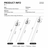 Brochettes de barbecue en acier inoxydable pour jardin, foyer extérieur, grillades, cuisson en plein air, vente en gros