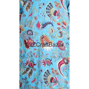 Handmade Vintage Kantha Short <b>Kimono</b> Robe Women's Luxury Floral Print 100% Cotton V-Neck <b>Long</b> Sleeves Drawstring Closure Soft - Product Image 4