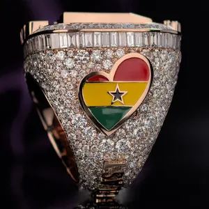 Luxury iced out hip hop vvs moissanite baguette <b>ring</b> 925 sterling silver championship <b>men</b> jewelry - Product Image 5