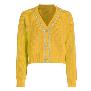 Cárdigan Estilo Europeo para Mujer, Suéter Holgado con Cuello en V y Botones para Otoño e Invierno, Ideal para Colegio - Product Image 3