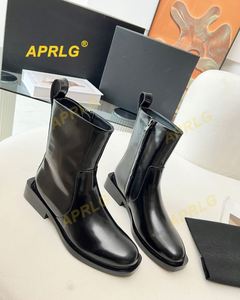 Botas de media pantorrilla de cuero marrón extra térmicas Alexander para mujer 2025, diseño cálido de punta ancha, cobertura completa, Mc.Queen - Product Image 3