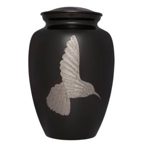 Diseño de águila y urna de cremación para adultos de aluminio con acabado en color negro Urnas de cremación funeraria de metal de forma clásica. - Product Image 1