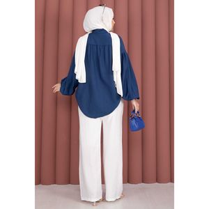 Women's <b>Elastic</b> <b>Waist</b> Wide Leg <b>Trousers</b> Breathable Oxford Blend Fabric Soft Casual Cargo Pants White XL Size - Product Image 4