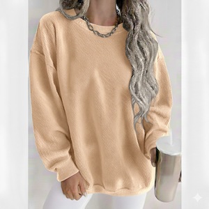 Pull-over en tricot côtelé uni de haute qualité pour femmes, décontracté, hiver, vente en gros, teinture unie, technique 100% coton - Product Image 3