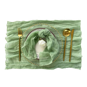 Ensemble de serviettes en lin 100% jetables de couleur personnalisée motif naturel élégant brodé à la main pour un usage domestique - Product Image 1