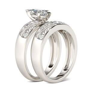 แหวนคู่รักเงินแท้ประดับมอสซาไนต์ทรงมาร์คีส์ Jeulia สำหรับวันครบรอบ - Product Image 3