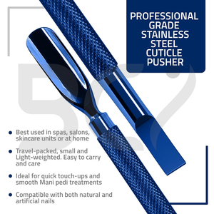 Coupe-cuticules double tête en acier inoxydable bleu, durable et réutilisable, outil de manucure personnel, repousse-cuticules - Product Image 4