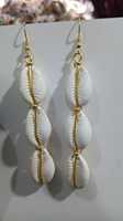 Boucles d'oreilles pendantes en coquillages naturels de cauris avec alliage de cuivre ambré, style bohème, bijoux de fête pour femmes