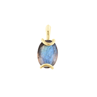 Pendentifs ovales en labradorite, argent sterling 925 plaqué or 18 carats, pour la création de bijoux