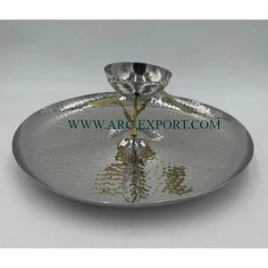 Support en métal le plus attrayant pour la conception des feuilles, bol de service de fruits rond en verre transparent, bol de fruits et d'aliments de qualité exclusive pour la maison - Product Image 6