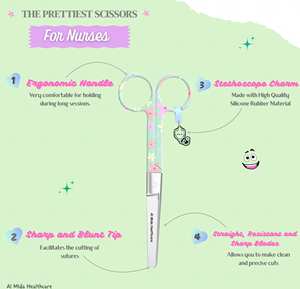 Ciseaux Mayo de haute qualité à imprimé floral pour usage médical et infirmier avec emballage - Product Image 2