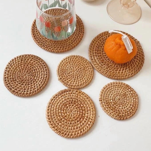 Assiette en osier à motif floral, écologique, réutilisable, tissage naturel, fabriqué au Vietnam - Product Image 6