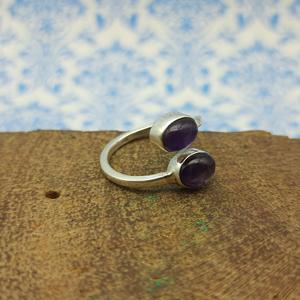 925 Sterling Silver Handmade Designer Ring Oval Cut Améthyste Gemstone Latest Bohemian Artisan Crafted Jewelry for Weddings - Product Image 4