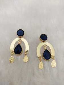 Ensemble de boucles d'oreilles à motif moderne imitation laiton lourd fait à la main plaqué rhodium Design mignon pierre personnalisable en vrac élégant - Product Image 4