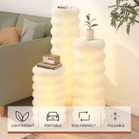3 Packs de colonnes en papier pliables modernes Structure en nid d'abeille blanche Socle d'affichage portable Cylindre de décoration de fête et de mariage
